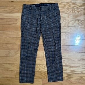 Scotch & Soda Men's Blue & Brown Plaid Mott Dress Pants